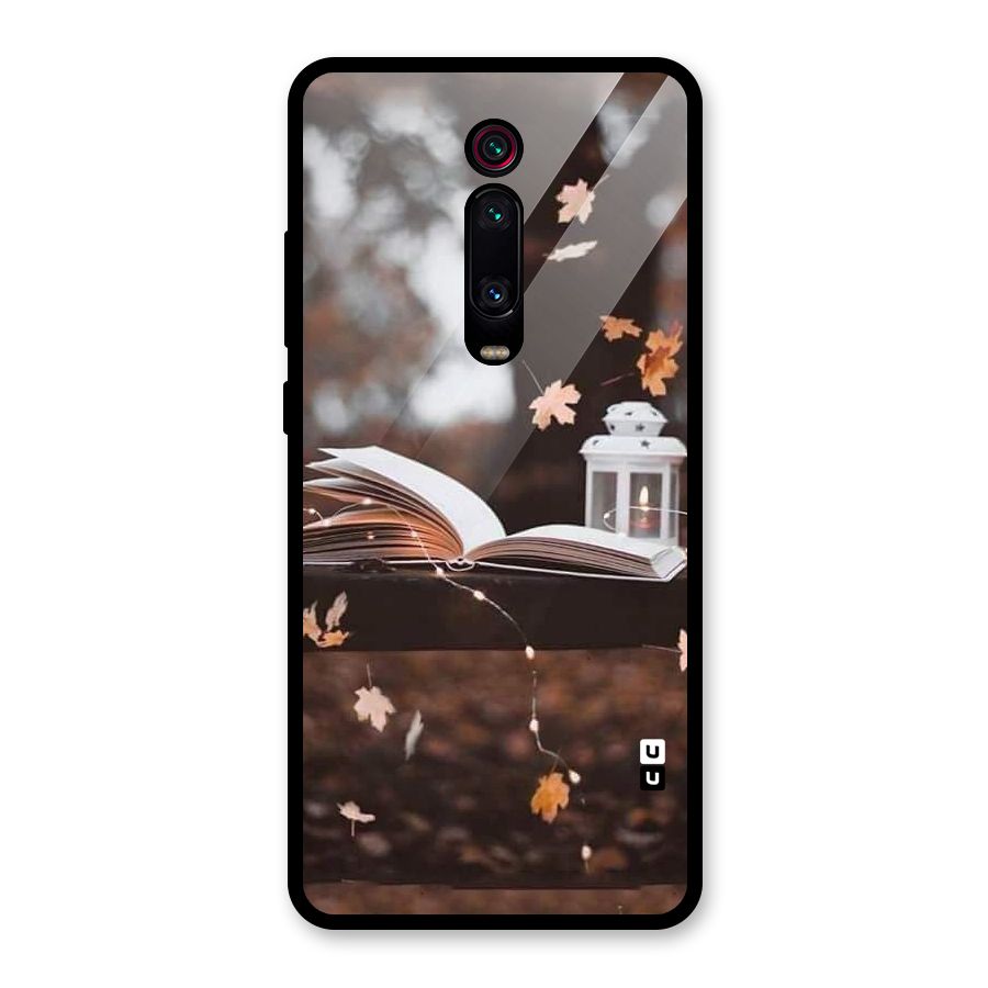 Book and Fall Leaves Glass Back Case for Redmi K20 Pro