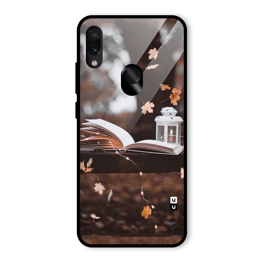 Book and Fall Leaves Glass Back Case for Redmi Note 7S