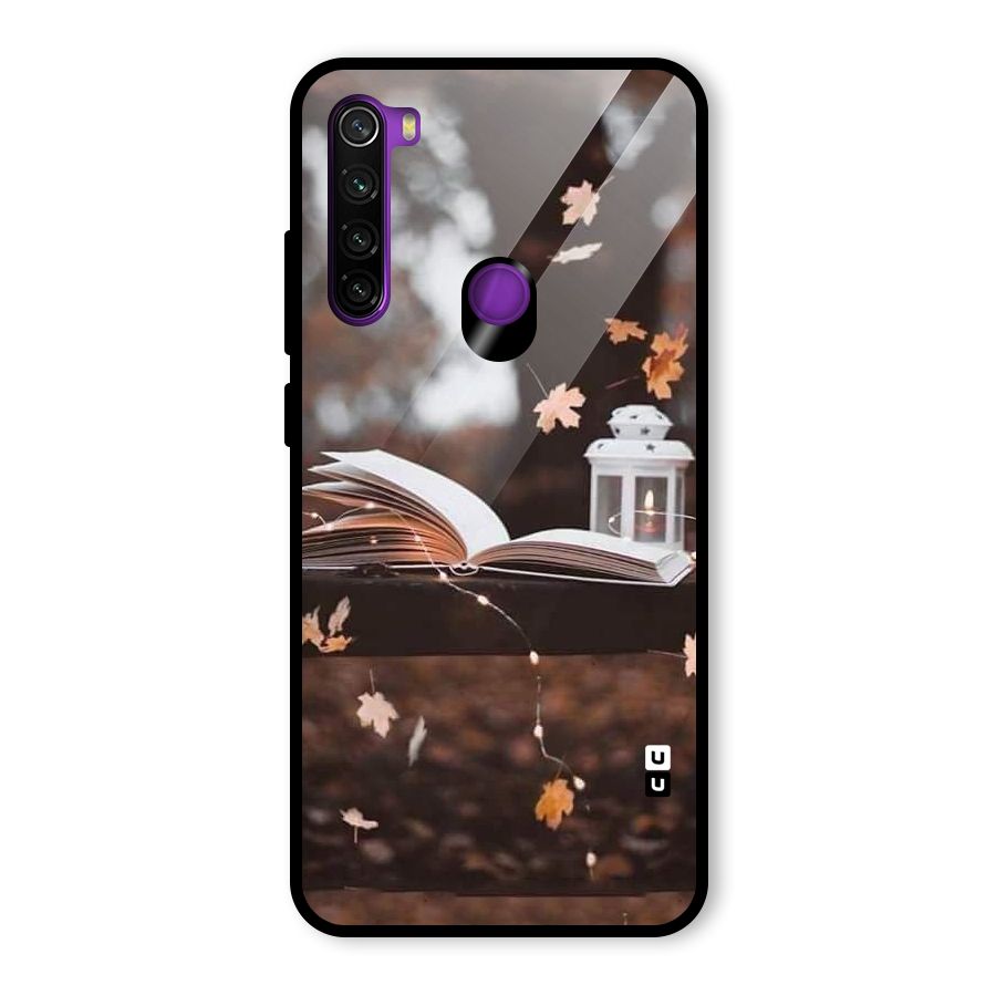 Book and Fall Leaves Glass Back Case for Redmi Note 8
