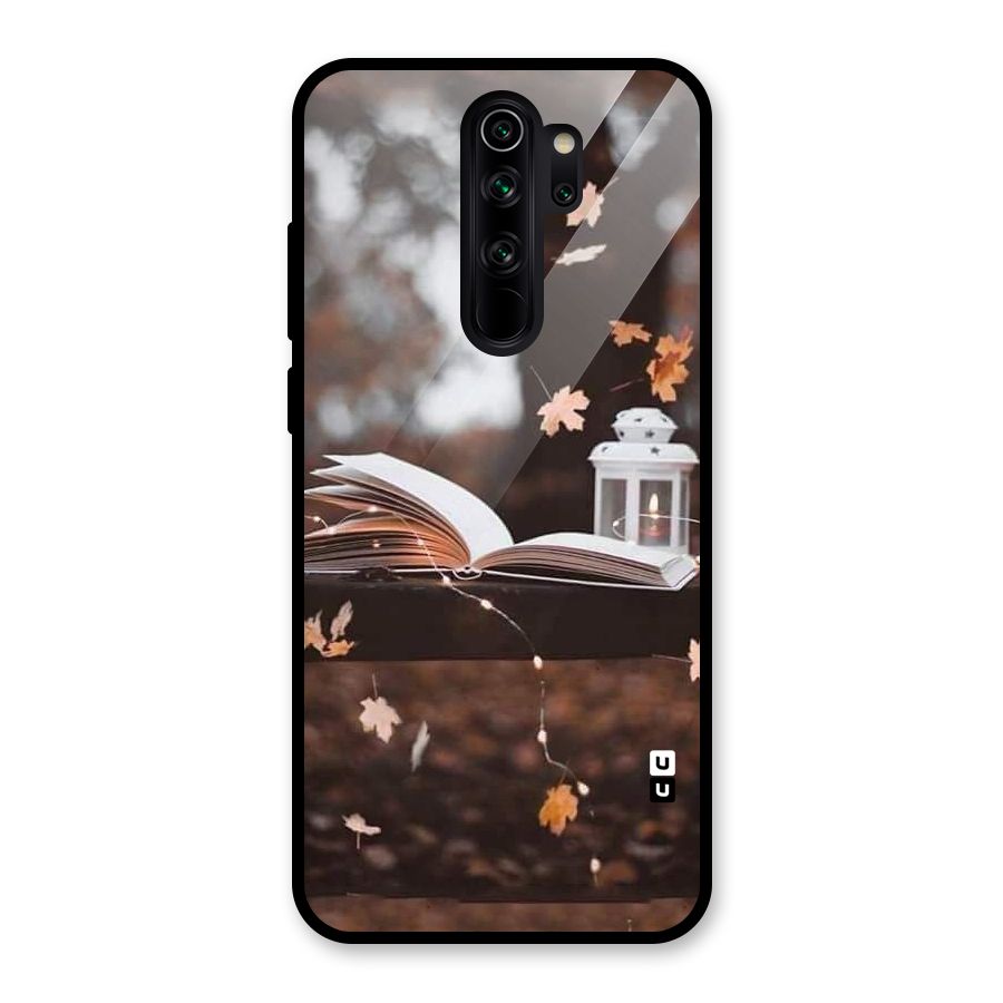 Book and Fall Leaves Glass Back Case for Redmi Note 8 Pro