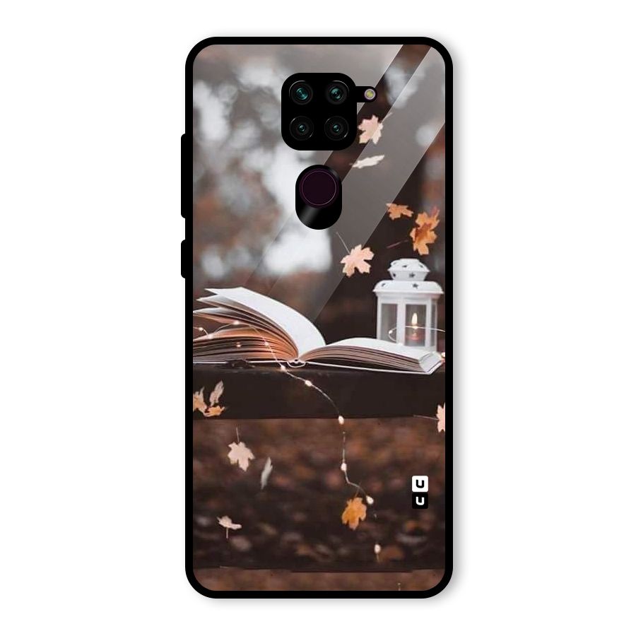Book and Fall Leaves Glass Back Case for Redmi Note 9