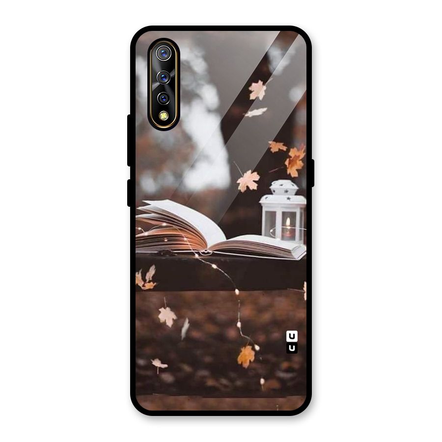 Book and Fall Leaves Glass Back Case for Vivo S1