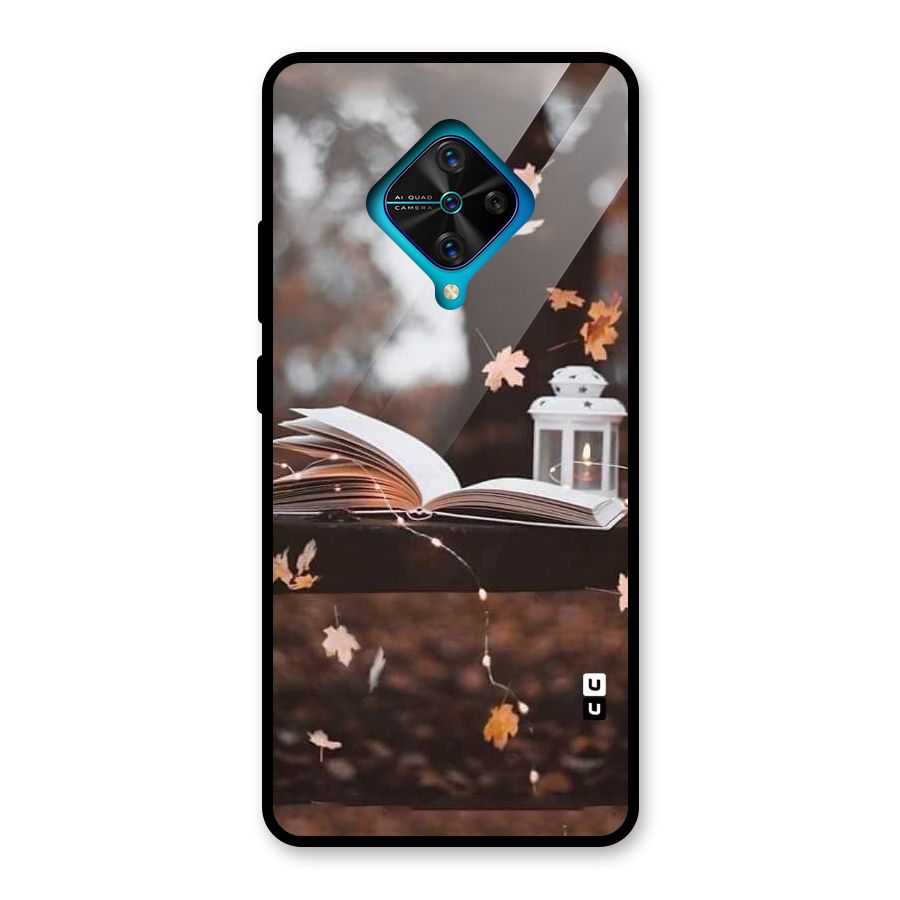 Book and Fall Leaves Glass Back Case for Vivo S1 Pro
