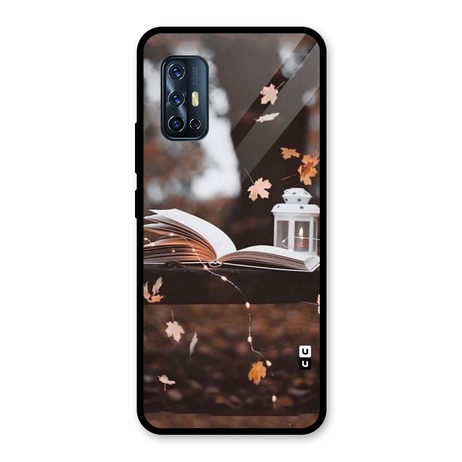 Book and Fall Leaves Glass Back Case for Vivo V17