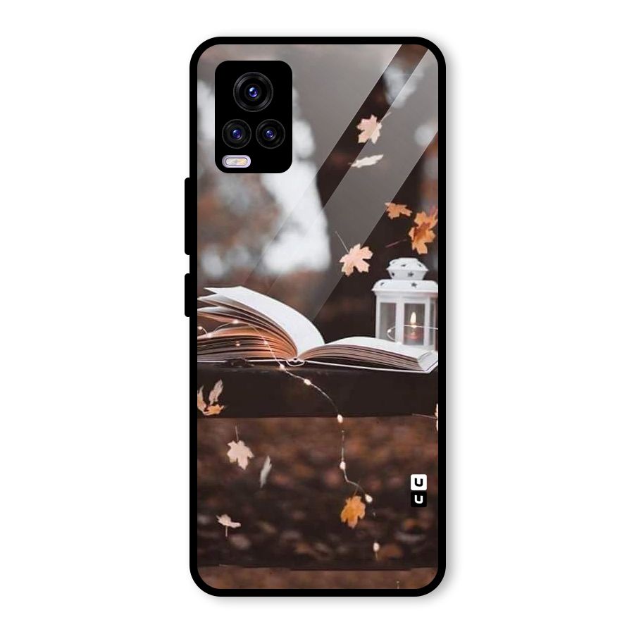 Book and Fall Leaves Glass Back Case for Vivo V20
