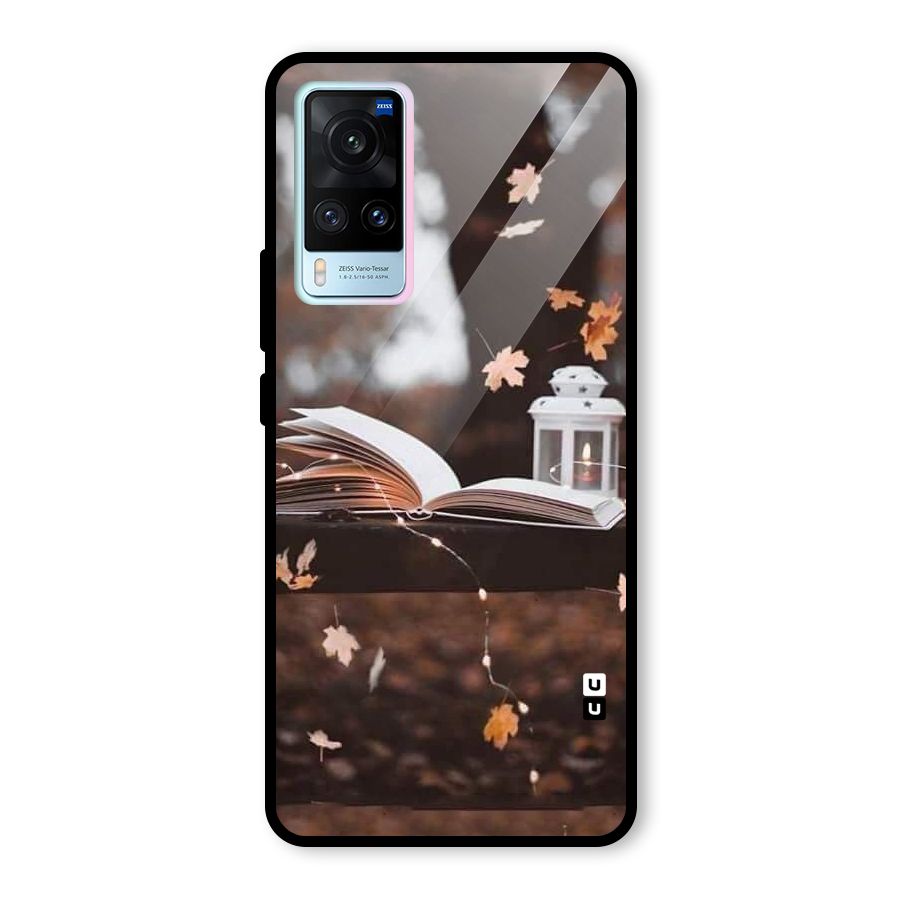 Book and Fall Leaves Glass Back Case for Vivo X60