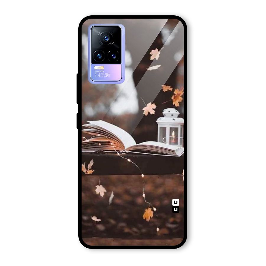 Book and Fall Leaves Glass Back Case for Vivo Y73