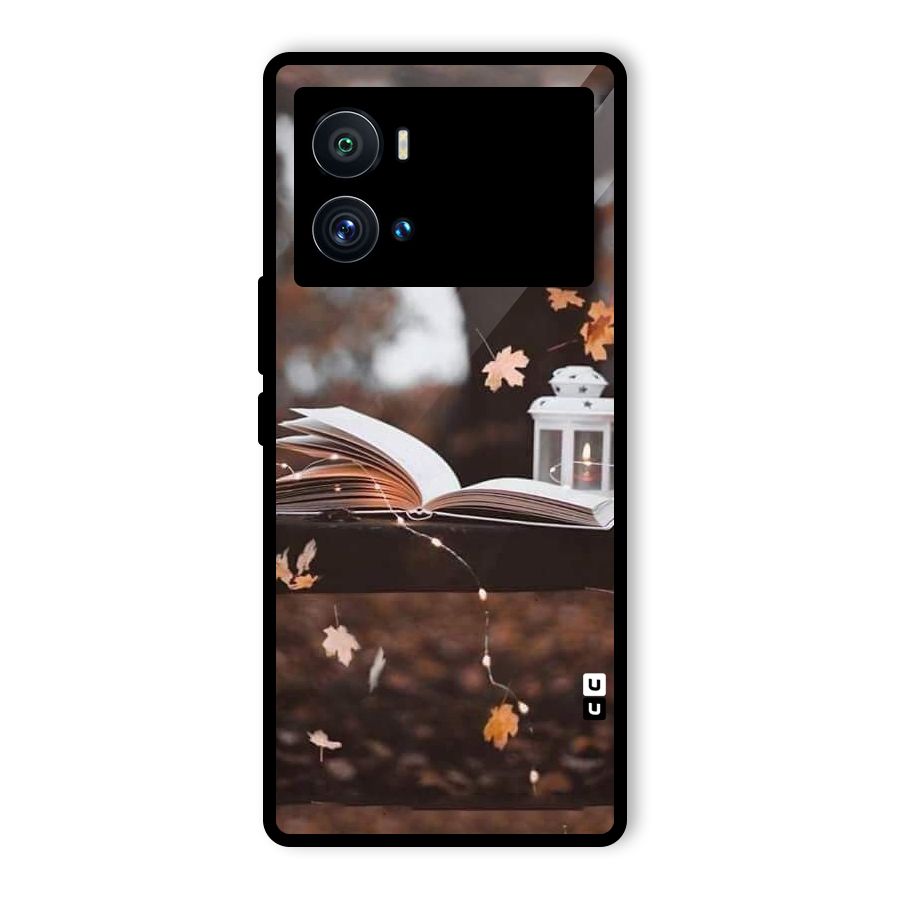 Book and Fall Leaves Glass Back Case for Vivo iQOO 9 Pro