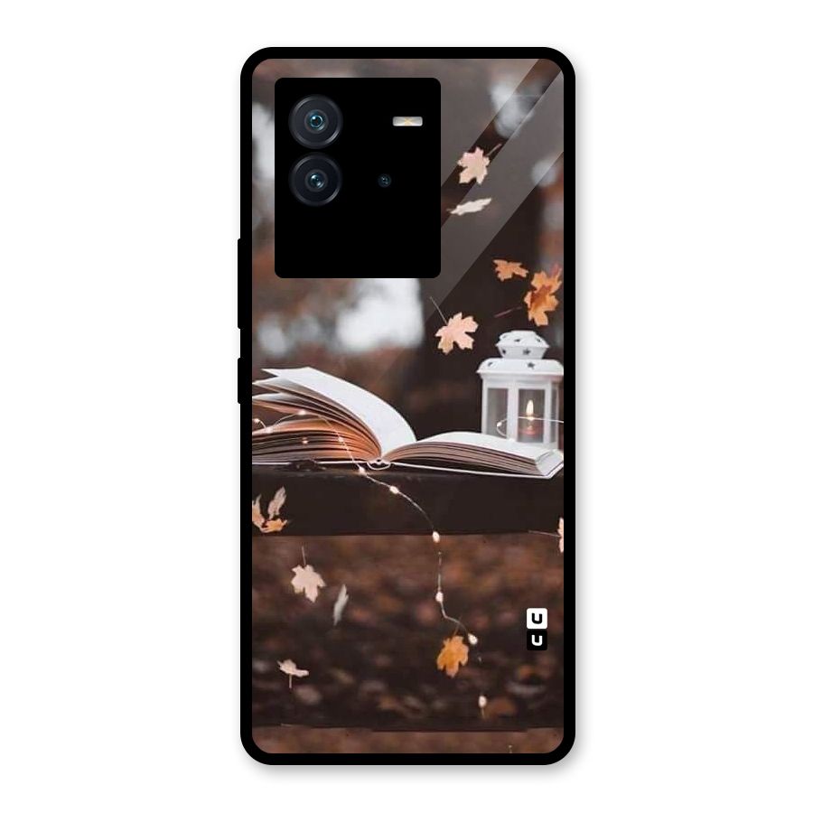 Book and Fall Leaves Glass Back Case for Vivo iQOO Neo 6 5G