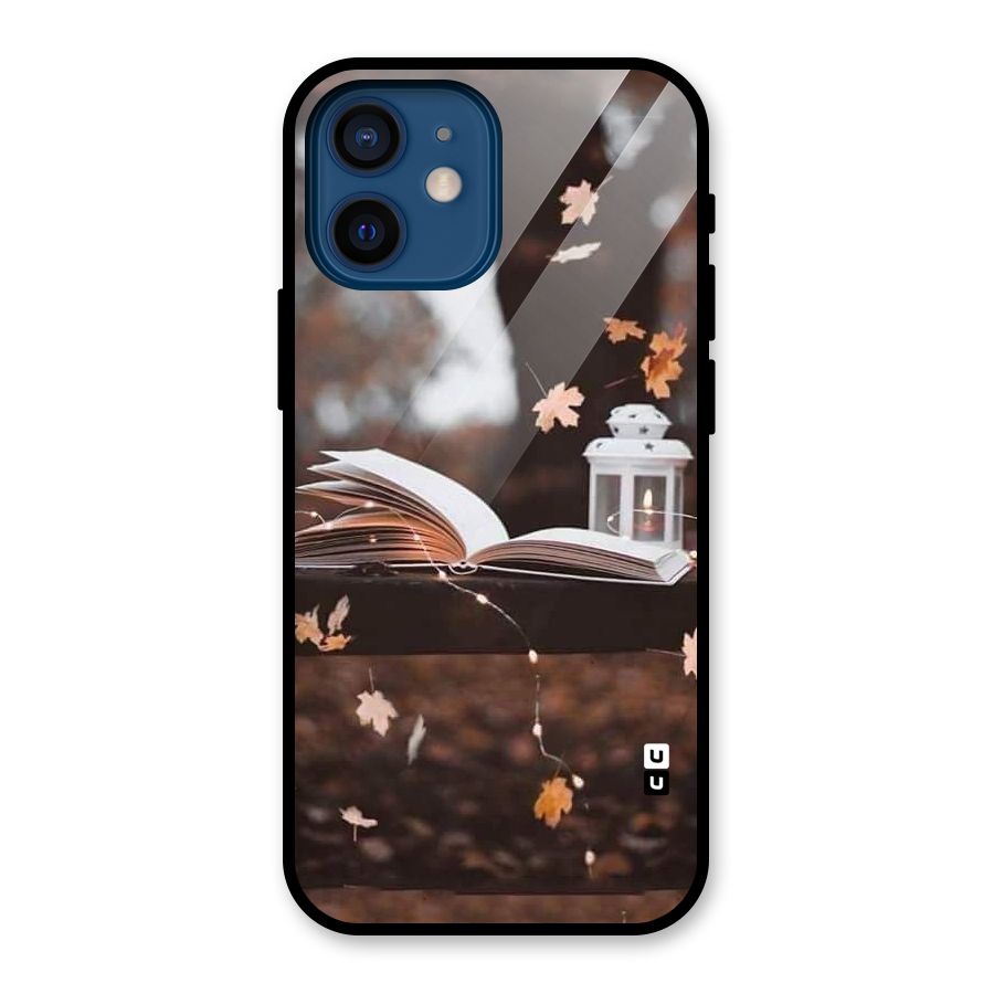 Book and Fall Leaves Glass Back Case for iPhone 12 Mini