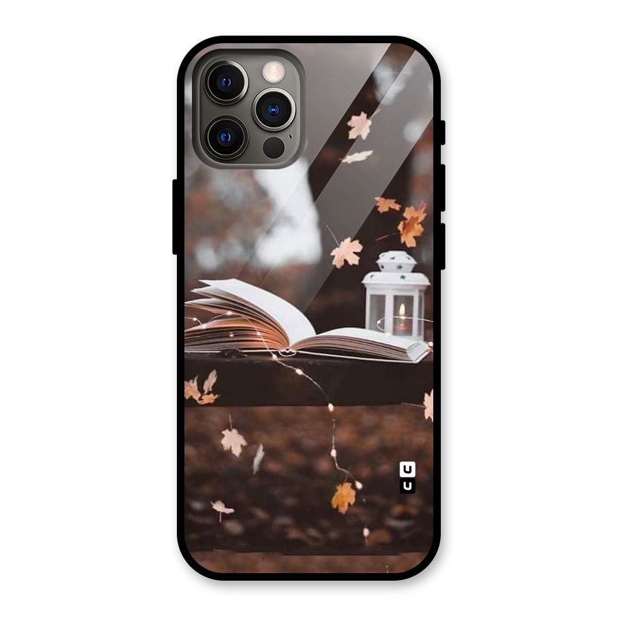 Book and Fall Leaves Glass Back Case for iPhone 12 Pro