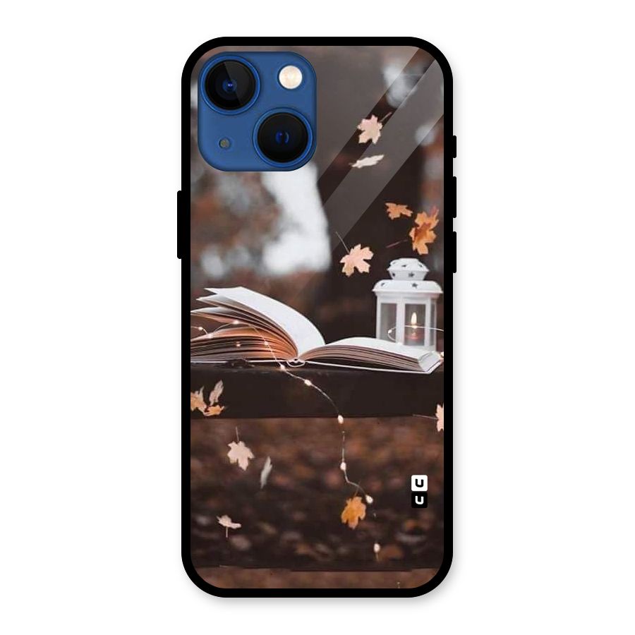 Book and Fall Leaves Glass Back Case for iPhone 13 Mini