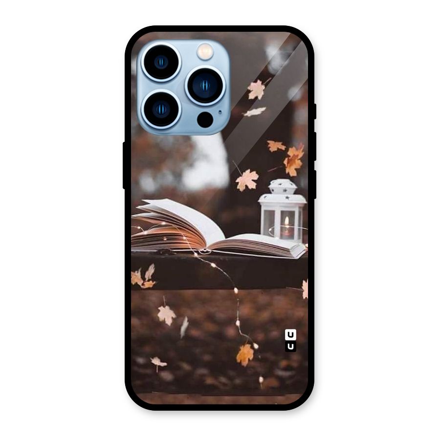 Book and Fall Leaves Glass Back Case for iPhone 13 Pro