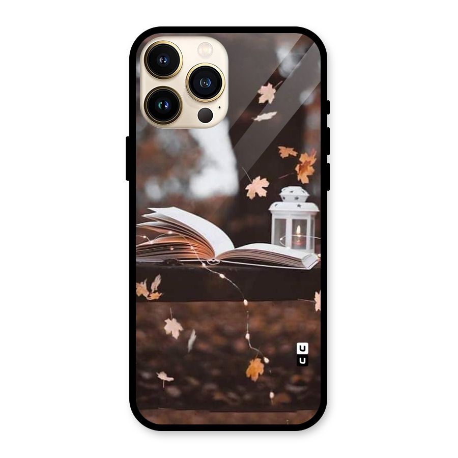Book and Fall Leaves Glass Back Case for iPhone 13 Pro Max