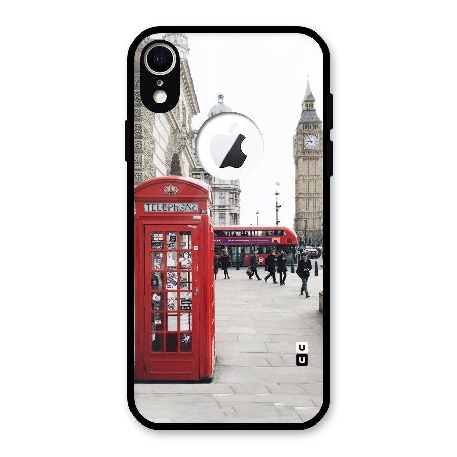 Booth In Red Glass Back Case for iPhone XR Logo Cut