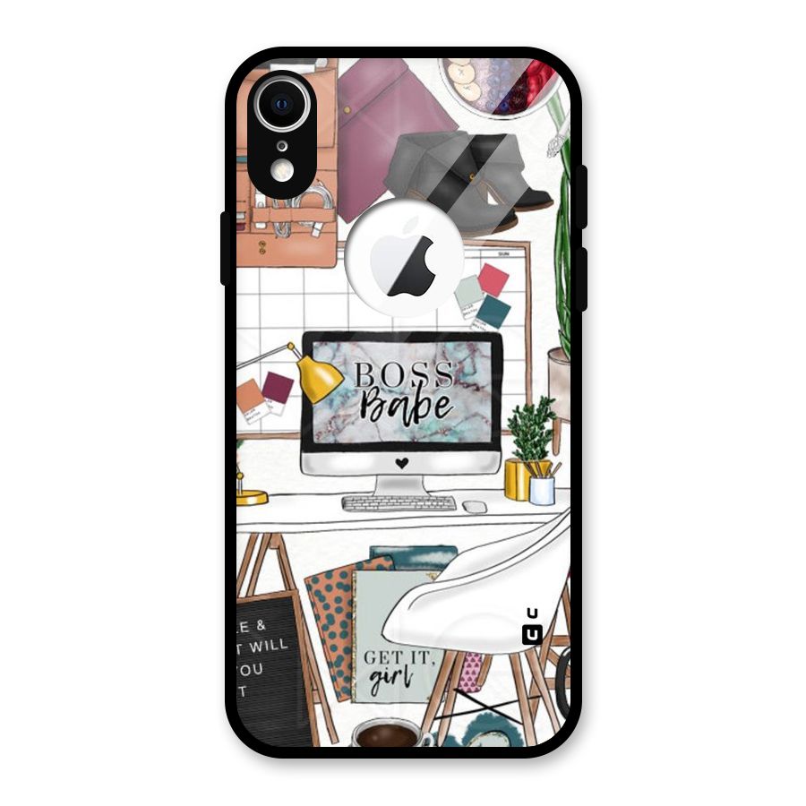 Boss Babe Glass Back Case for iPhone XR Logo Cut
