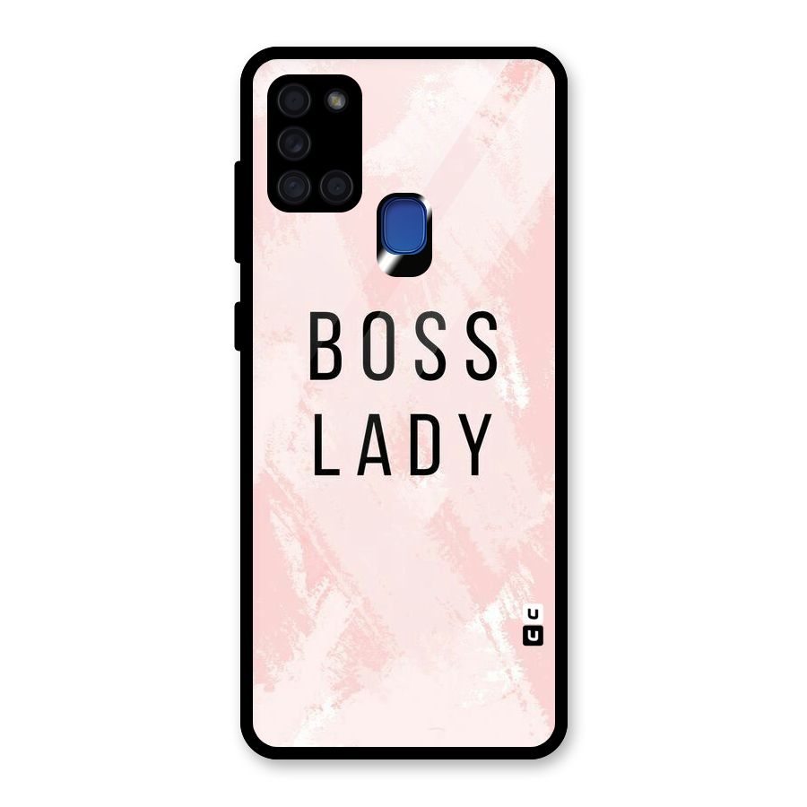 Boss Lady Pink Glass Back Case for Galaxy A21s