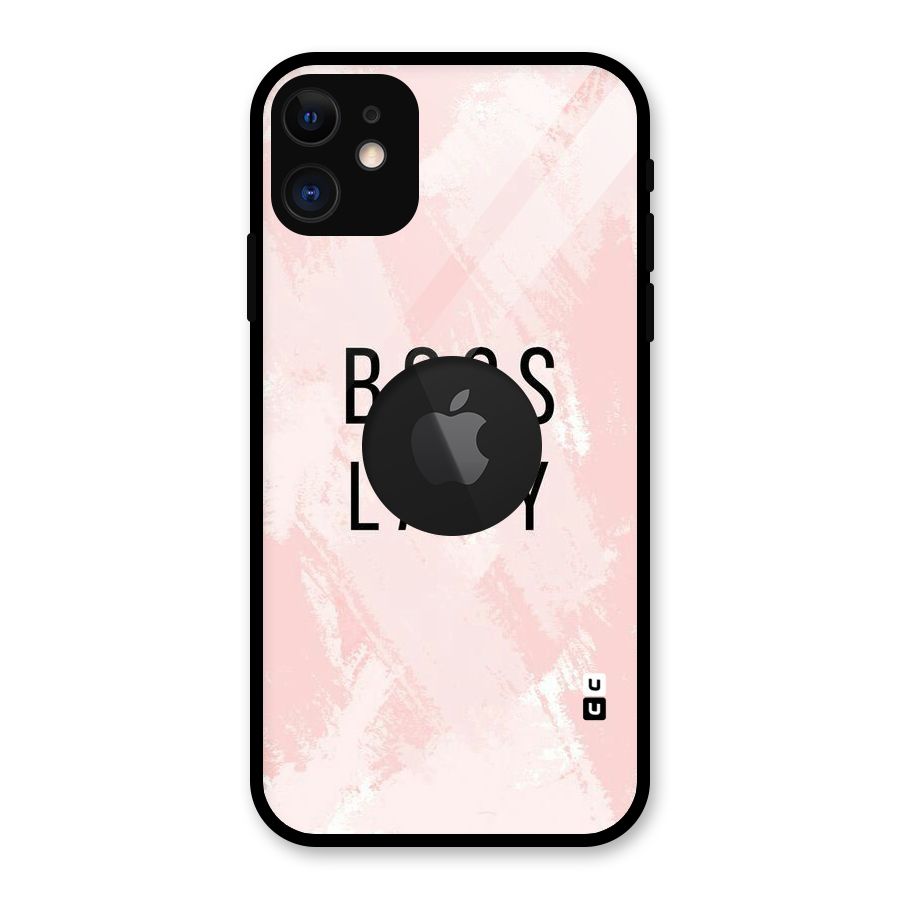 Boss Lady Pink Glass Back Case for iPhone 11 Logo Cut