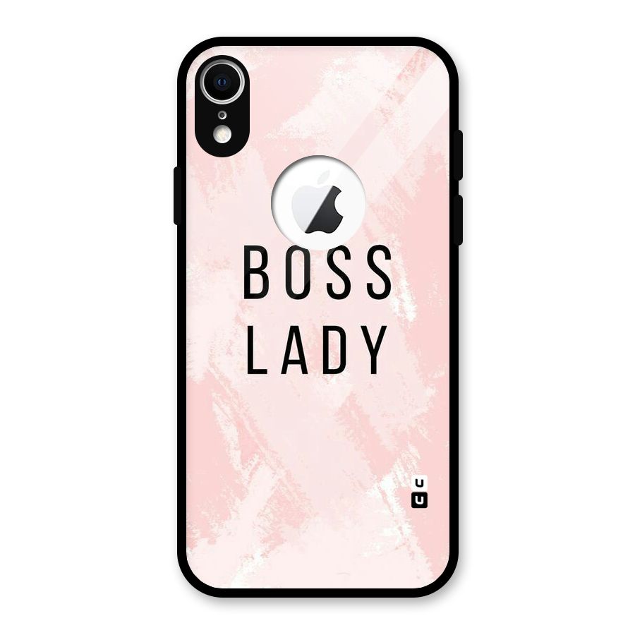 Boss Lady Pink Glass Back Case for iPhone XR Logo Cut