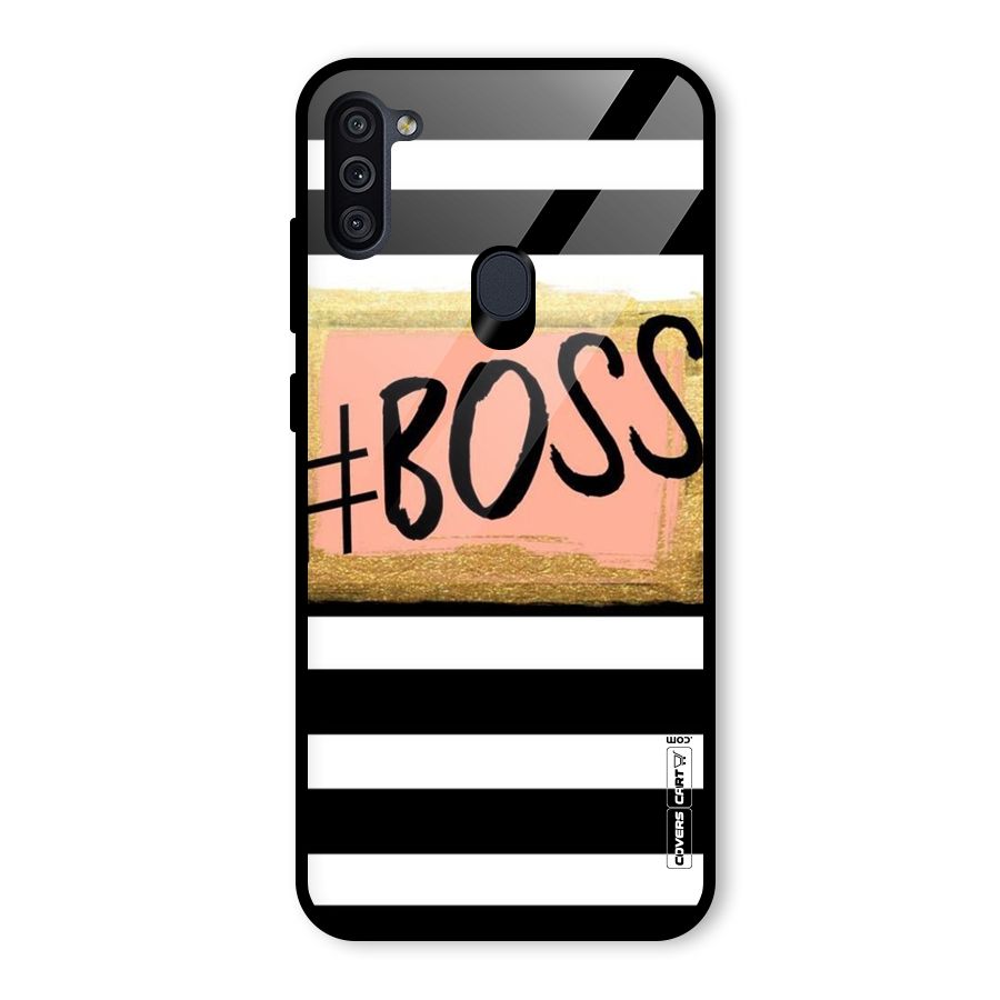Boss Stripes Glass Back Case for Galaxy M11