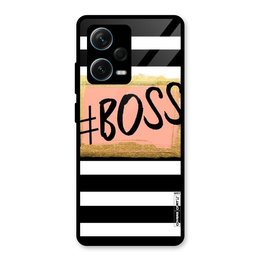 Boss Stripes Glass Back Case for Redmi Note 12 Pro Plus 5G