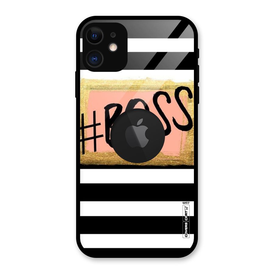 Boss Stripes Glass Back Case for iPhone 11 Logo Cut