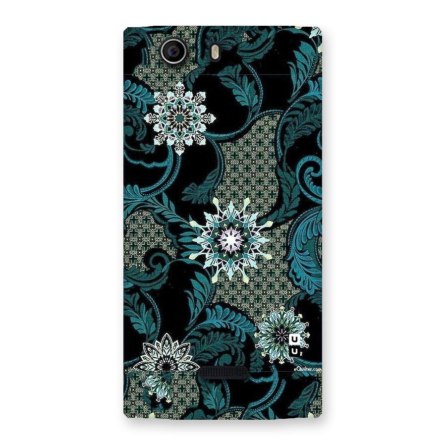 Bottle Green Floral Back Case for Canvas Nitro 2 E311