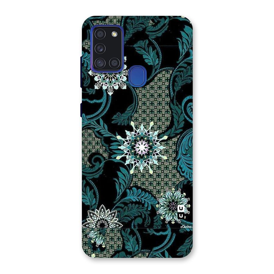 Bottle Green Floral Back Case for Galaxy A21s