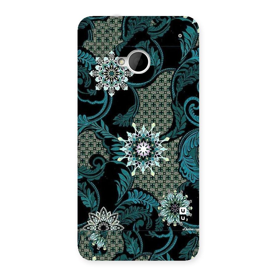 Bottle Green Floral Back Case for HTC One M7