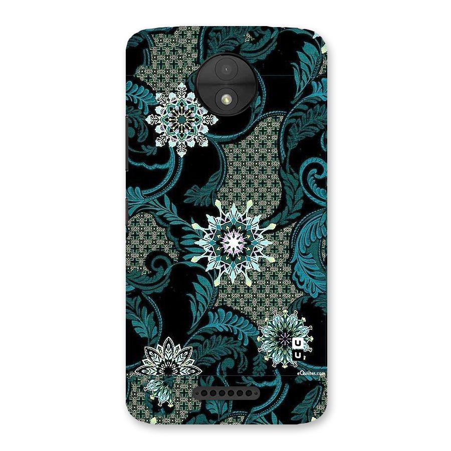 Bottle Green Floral Back Case for Moto C