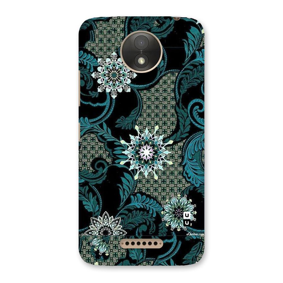 Bottle Green Floral Back Case for Moto C Plus
