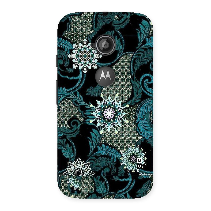 Bottle Green Floral Back Case for Moto E 2nd Gen