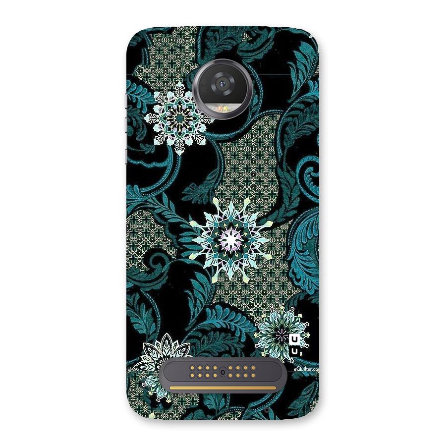 Bottle Green Floral Back Case for Moto Z2 Play