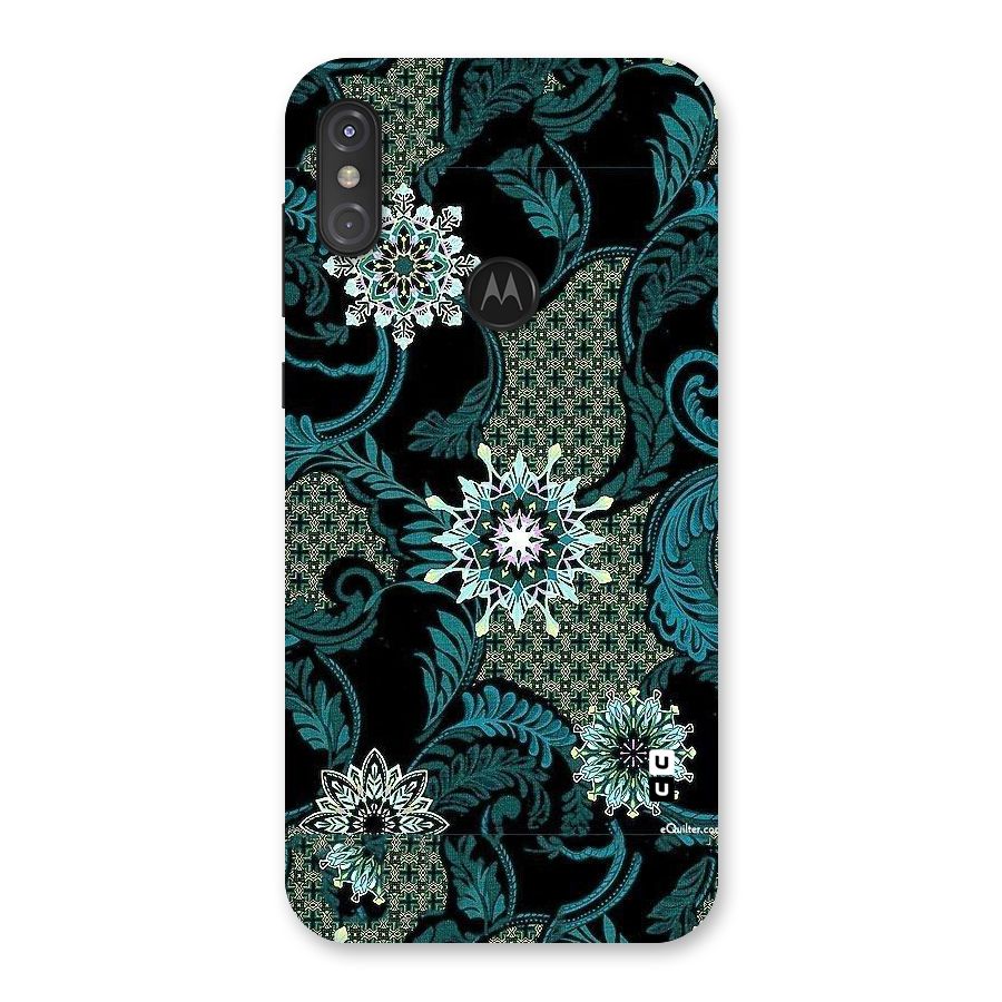 Bottle Green Floral Back Case for Motorola One Power
