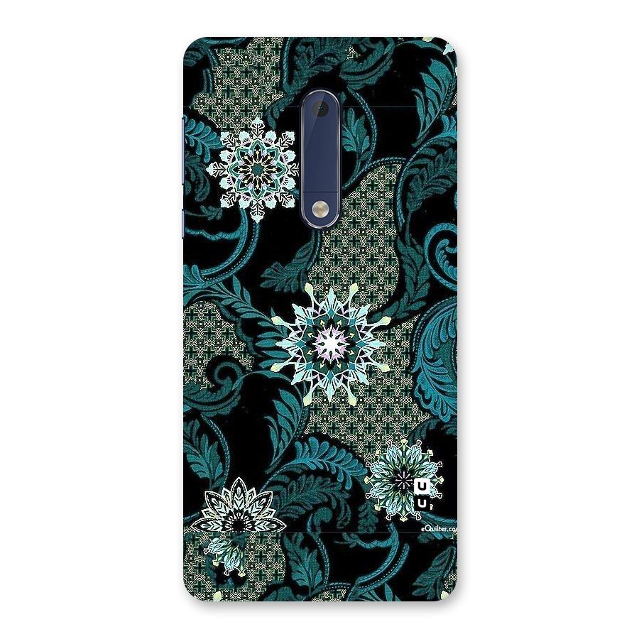 Bottle Green Floral Back Case for Nokia 5