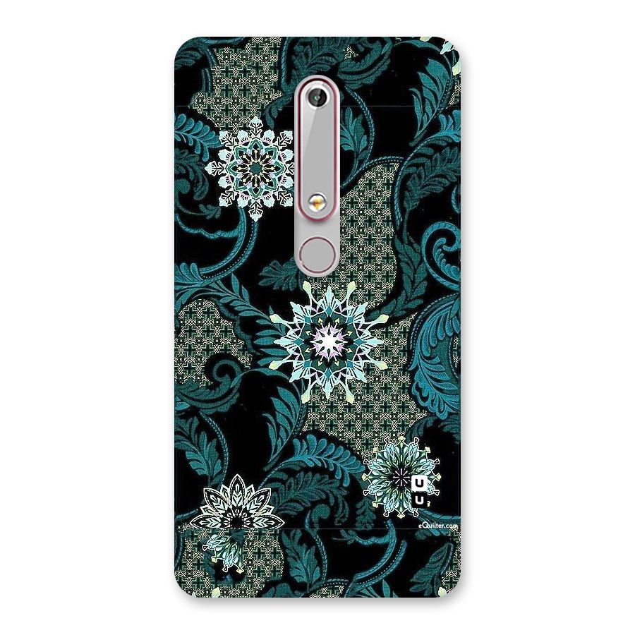 Bottle Green Floral Back Case for Nokia 6.1