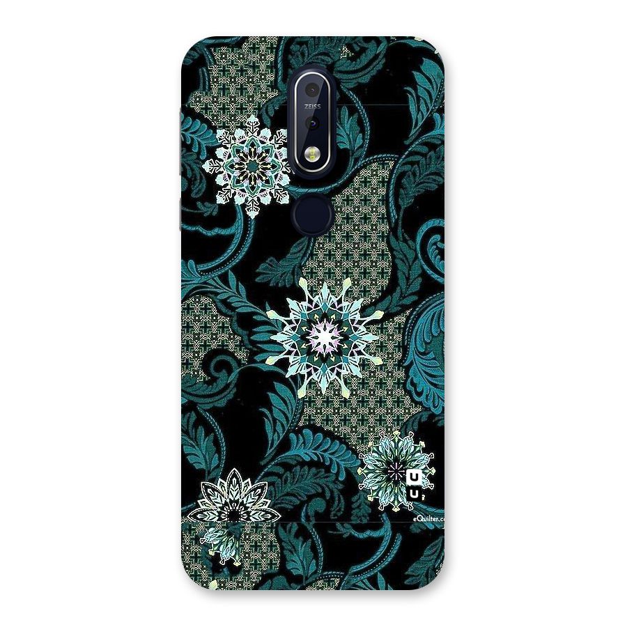 Bottle Green Floral Back Case for Nokia 7.1