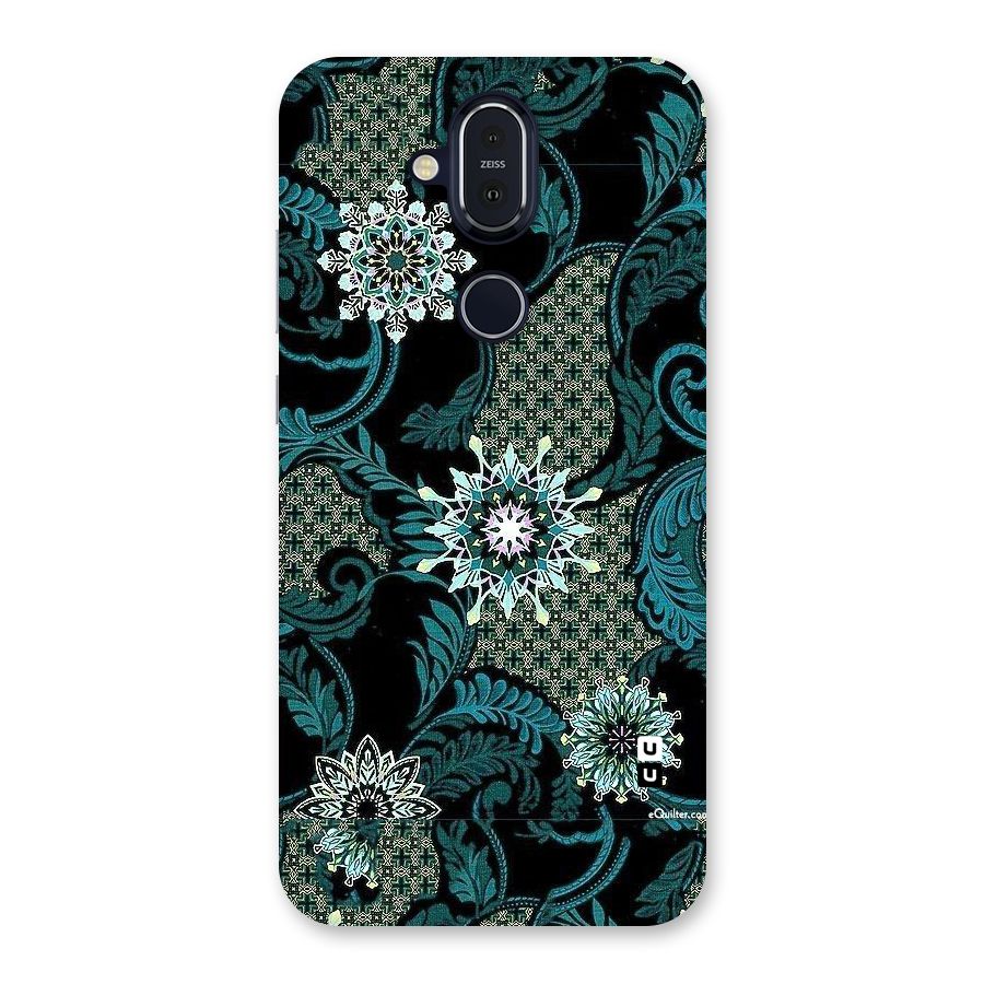 Bottle Green Floral Back Case for Nokia 8.1