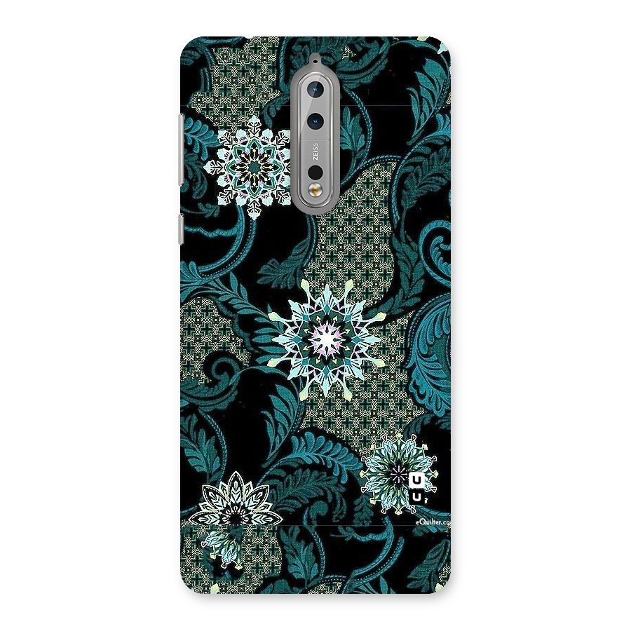 Bottle Green Floral Back Case for Nokia 8