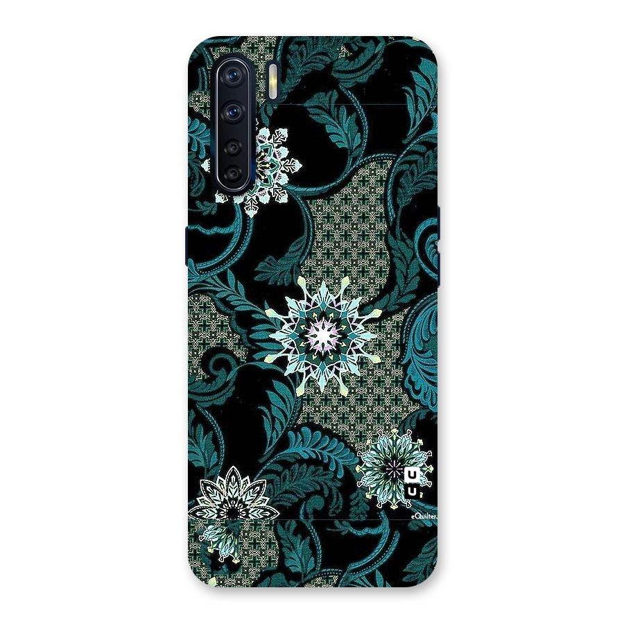 Bottle Green Floral Back Case for Oppo F15