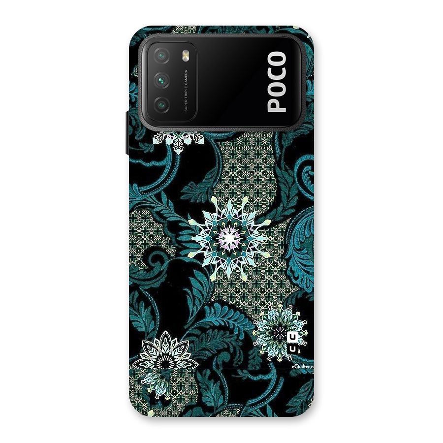 Bottle Green Floral Back Case for Poco M3