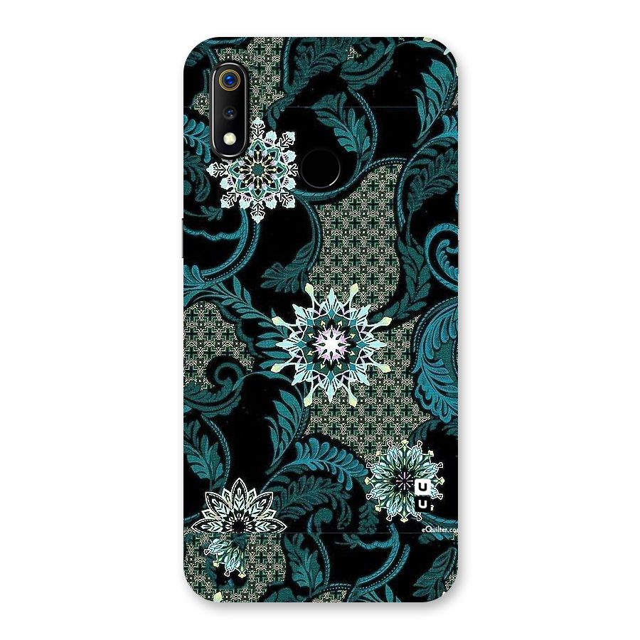 Bottle Green Floral Back Case for Realme 3