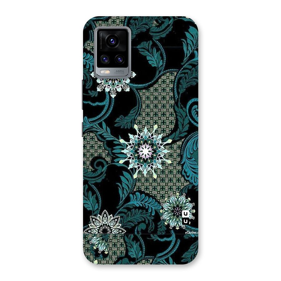 Bottle Green Floral Back Case for Vivo V20