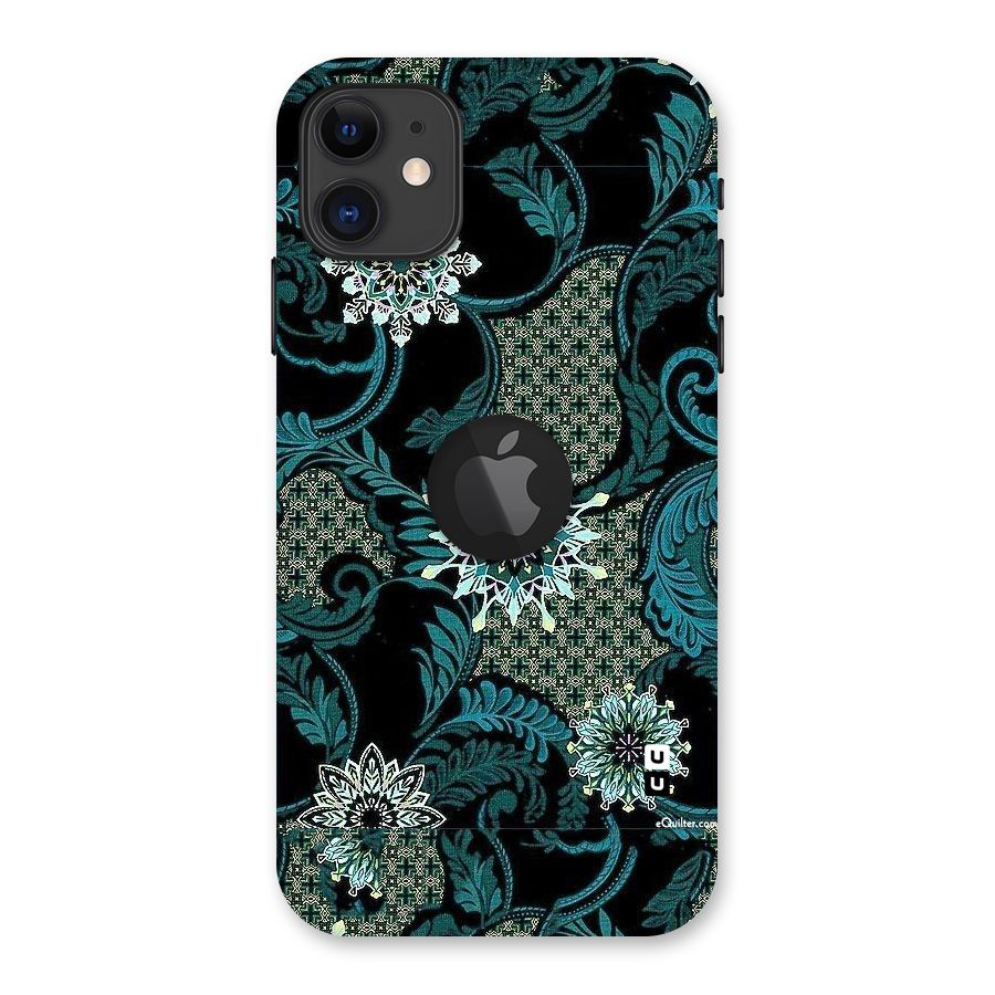 Bottle Green Floral Back Case for iPhone 11 Logo Cut