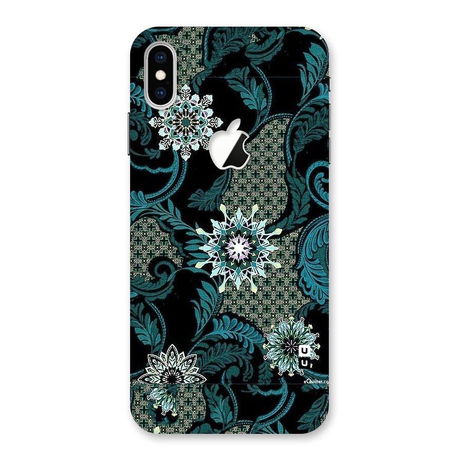 Bottle Green Floral Back Case for iPhone XS Max Apple Cut