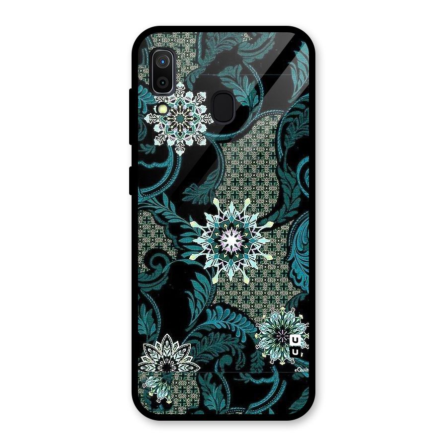 Bottle Green Floral Glass Back Case for Galaxy A30