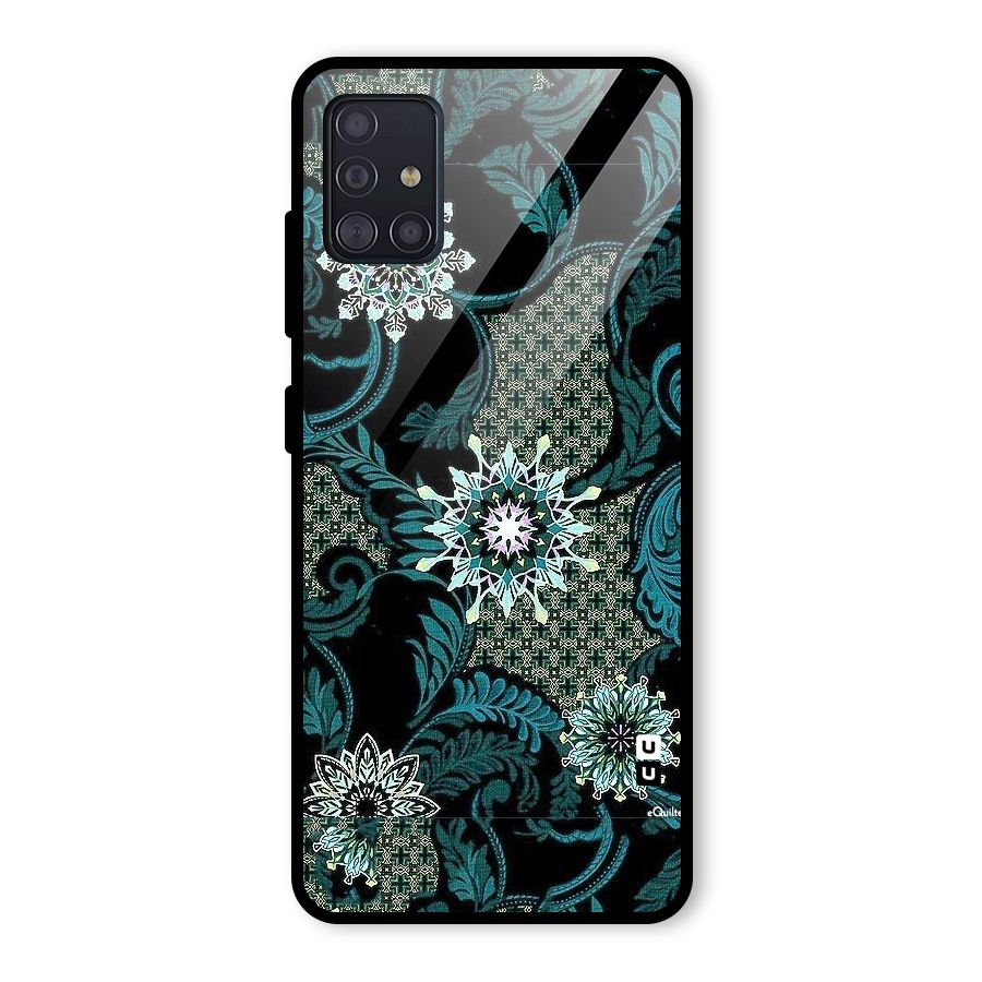 Bottle Green Floral Glass Back Case for Galaxy A51