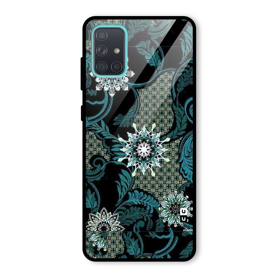 Bottle Green Floral Glass Back Case for Galaxy A71