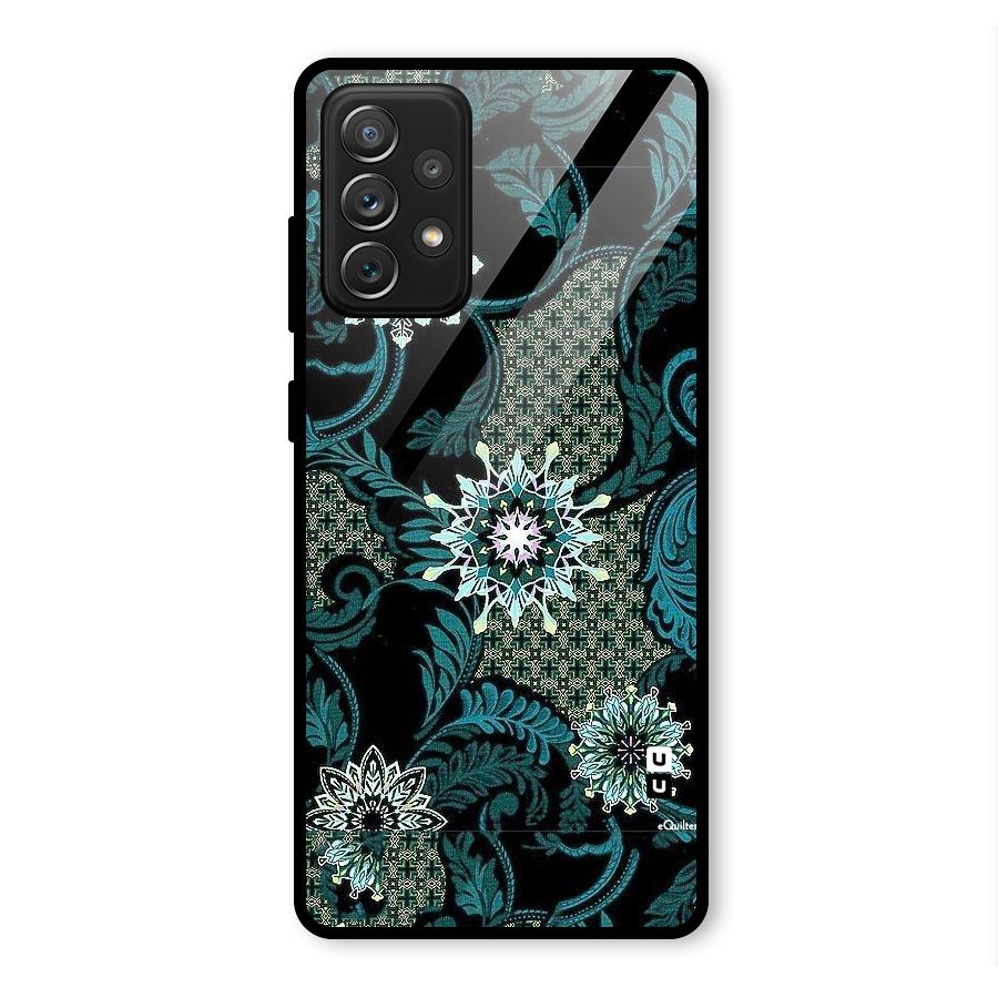 Bottle Green Floral Glass Back Case for Galaxy A72
