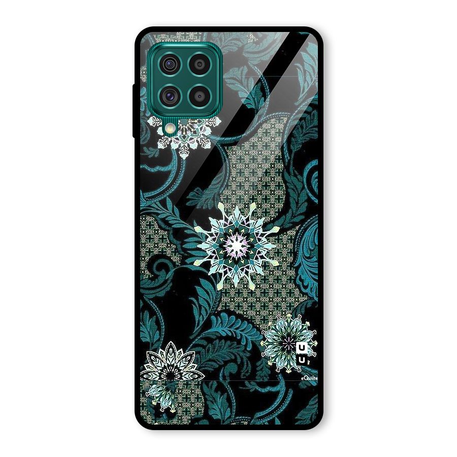 Bottle Green Floral Glass Back Case for Galaxy F62